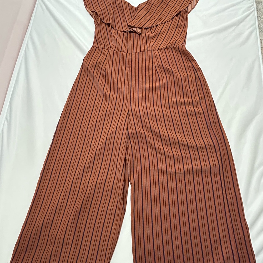 Xhilaration Rust Striped Jumpsuit